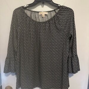 Micheal Kors Women's Black and White Geometric Top